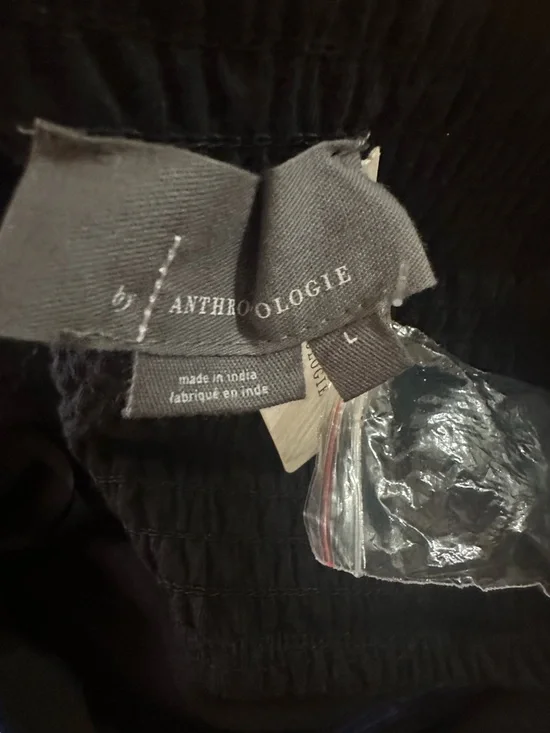 Anthropologie Top Ruffled Tube Crop Top Size Large New Black - Picture 9 of 9